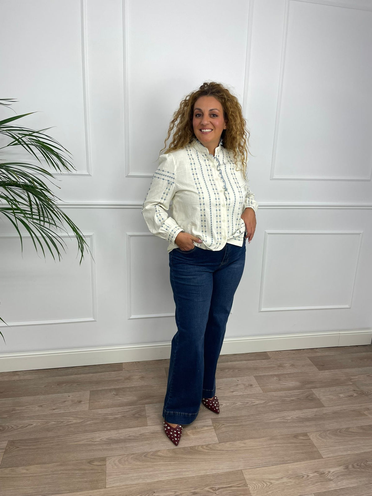 Camisa bordado azul