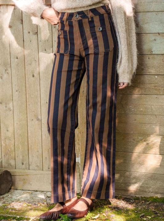PANTALÓN VAQUERO RAYAS MARINO/MARRON