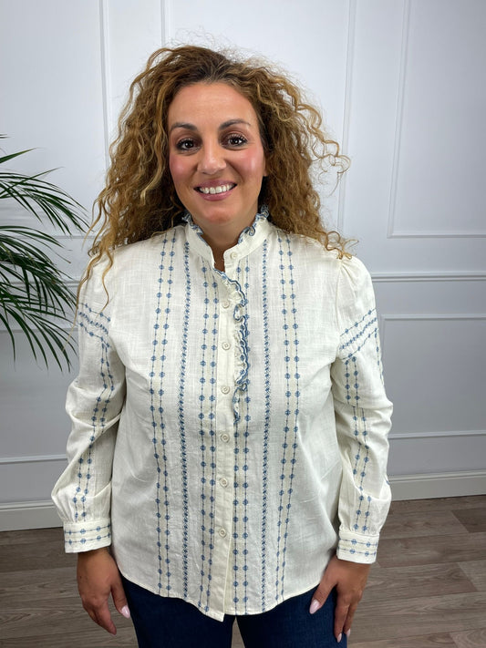 Camisa bordado azul