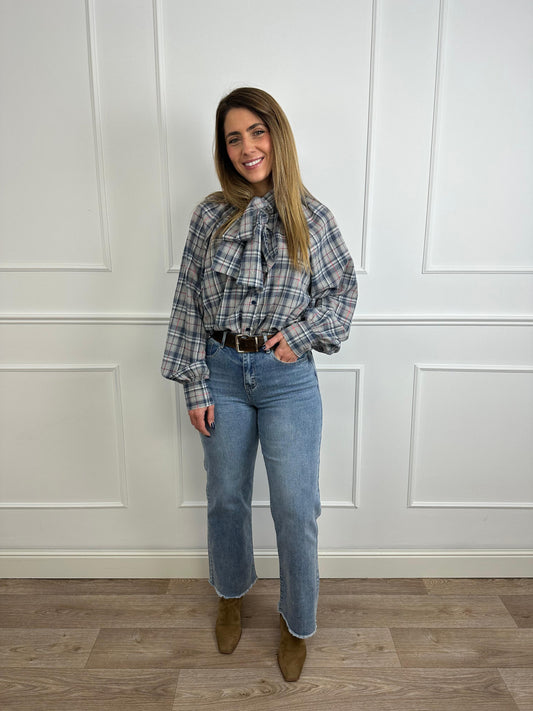 Camisa cuadros lazo