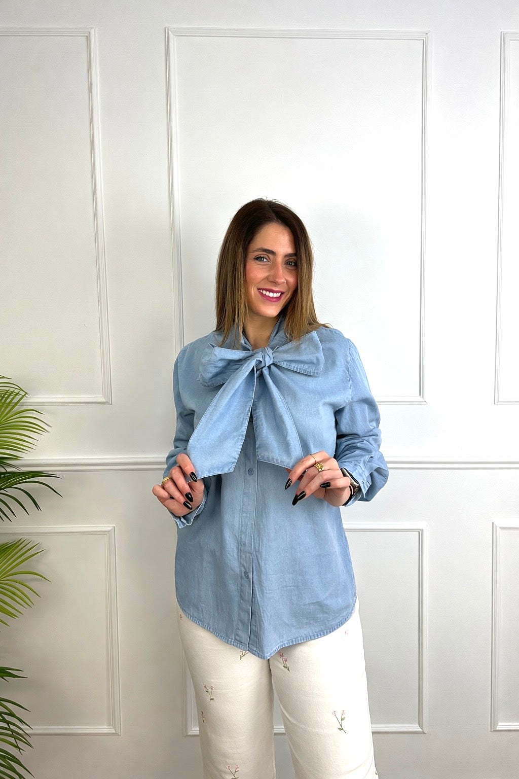 Camisa vaquera lazo maxi