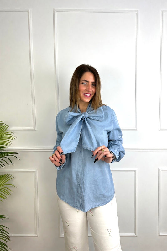 Camisa vaquera lazo maxi