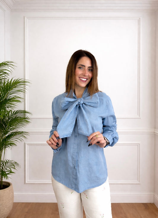Camisa vaquera lazo maxi