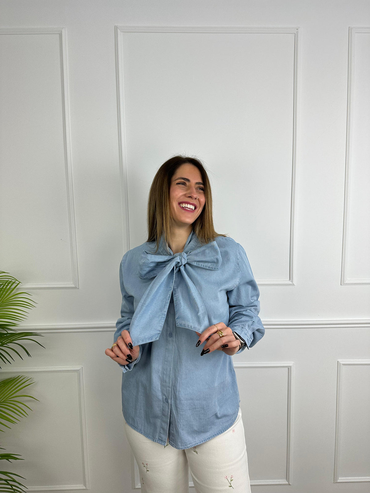 Camisa vaquera lazo maxi