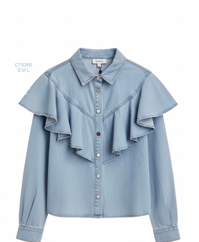 Camisa volante vaquera clara
