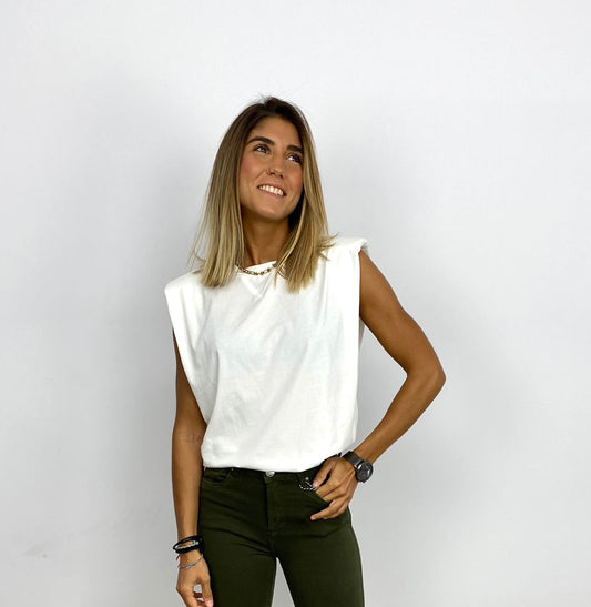 Camiseta hombreras blanca