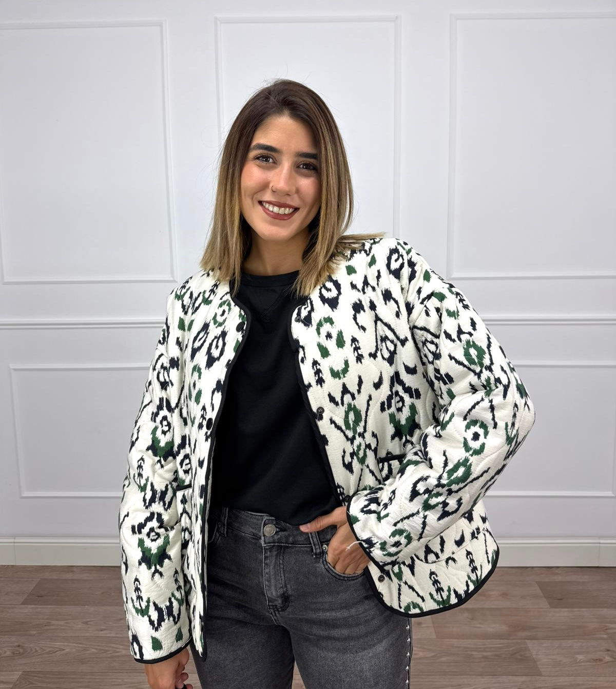 Chaqueta acolchada estampada