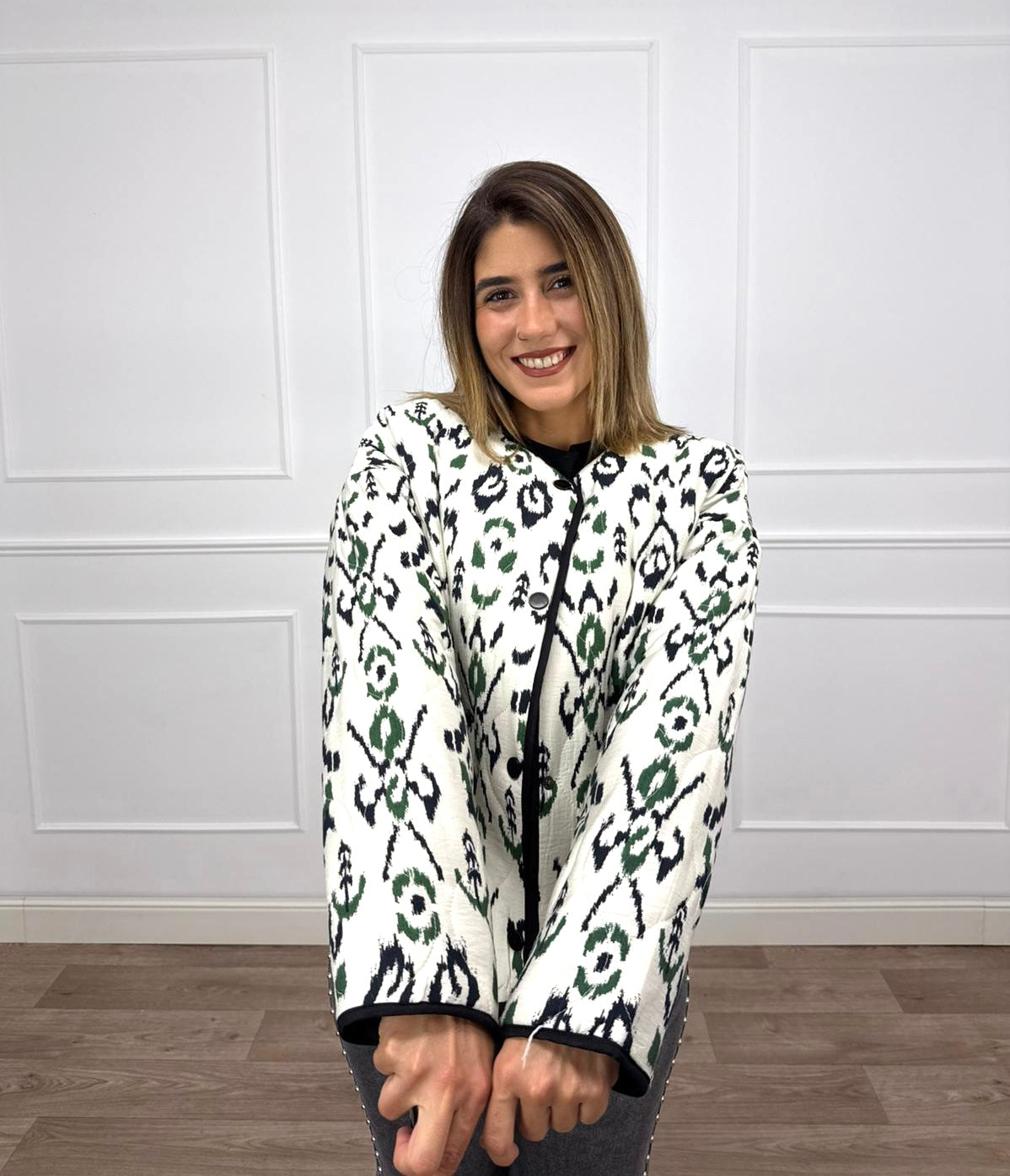 Chaqueta acolchada estampada