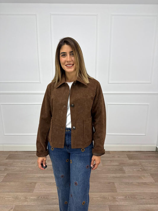 Chaqueta antelina marrón