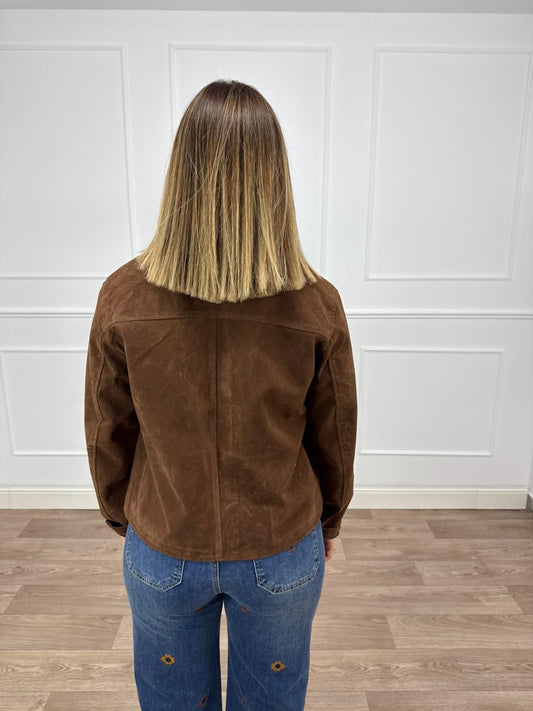 Chaqueta antelina marrón