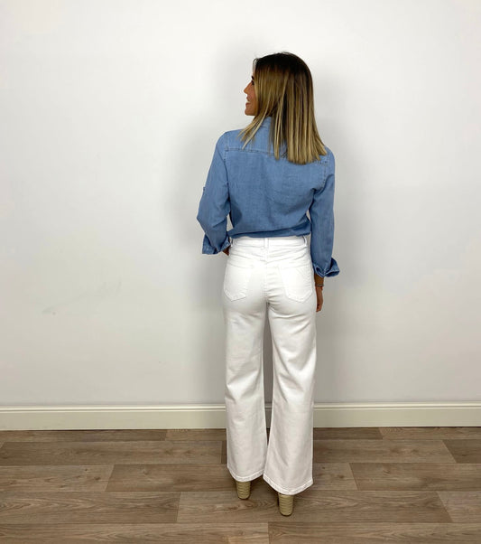 Jeans anchos blanco