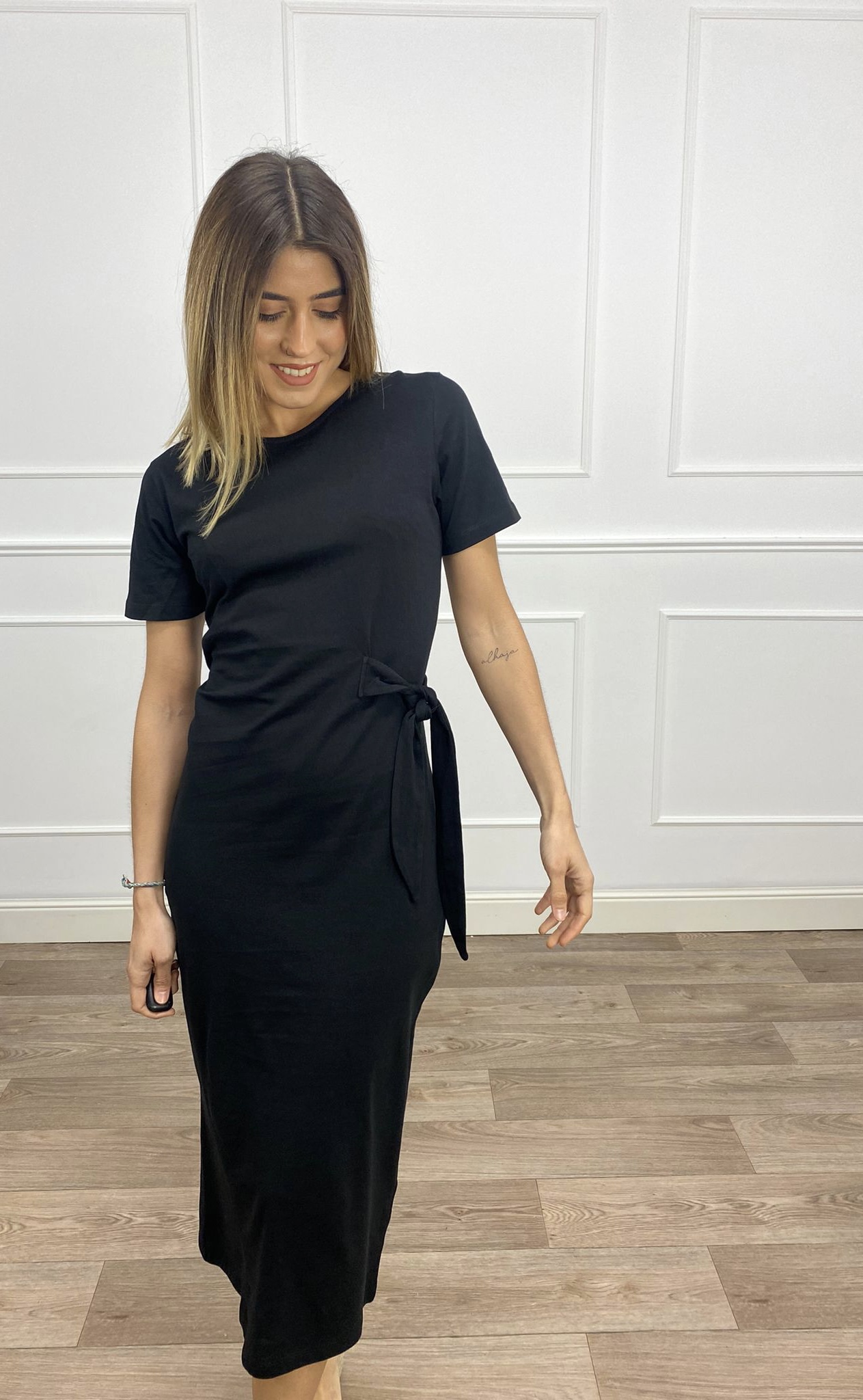 VESTIDO NEGRO TIPO CAMISETA LAZO 3