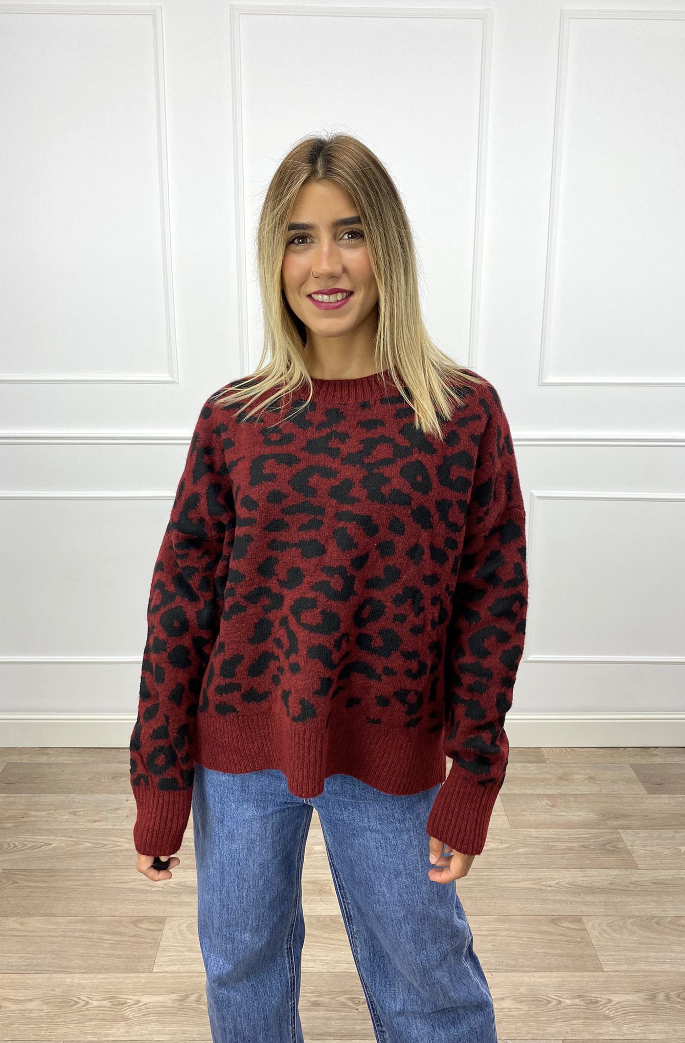 JERSEY ANIMAL PRINT BURDEOS 1